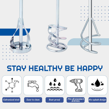 MorningRo Set of 3 Paint Mixer for Drill Epoxy Resin, Mud, Cement Blades, Paint Stirrer, 15.7" Mixing Paddles and 2.3" Mixing Impeller(White Zinc)