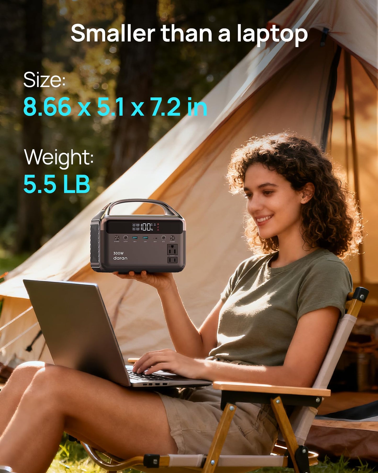 Portable Power Station 300W (600W Surge) with 40W Solar Panel, 192Wh Solar Generator with LiFePO4 Battery, 5.5 lb Power Bank for Laptop and Emergency Backup