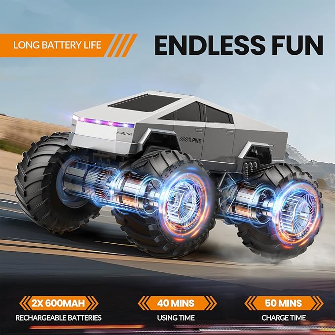 Remote Control Car Cyber RC Truck Toy 1:16 2.4GHz 4WD Off-Road Amphibious Waterproof Monster Truck for All Terrain Kids Birthday Gifts for Boys Girls Age 6 7 8 9 10 11 12 Year Olds