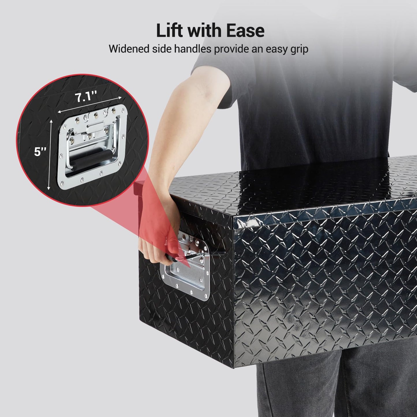 ExploreHorizon 39 Inch Aluminum Truck Tool Box, Truck Bed Storage Box With Security Lock and Wider Handles, Heavy Duty Waterproof Tool Box Organizer Chest for Pick Up Truck Rv Trailer - Black