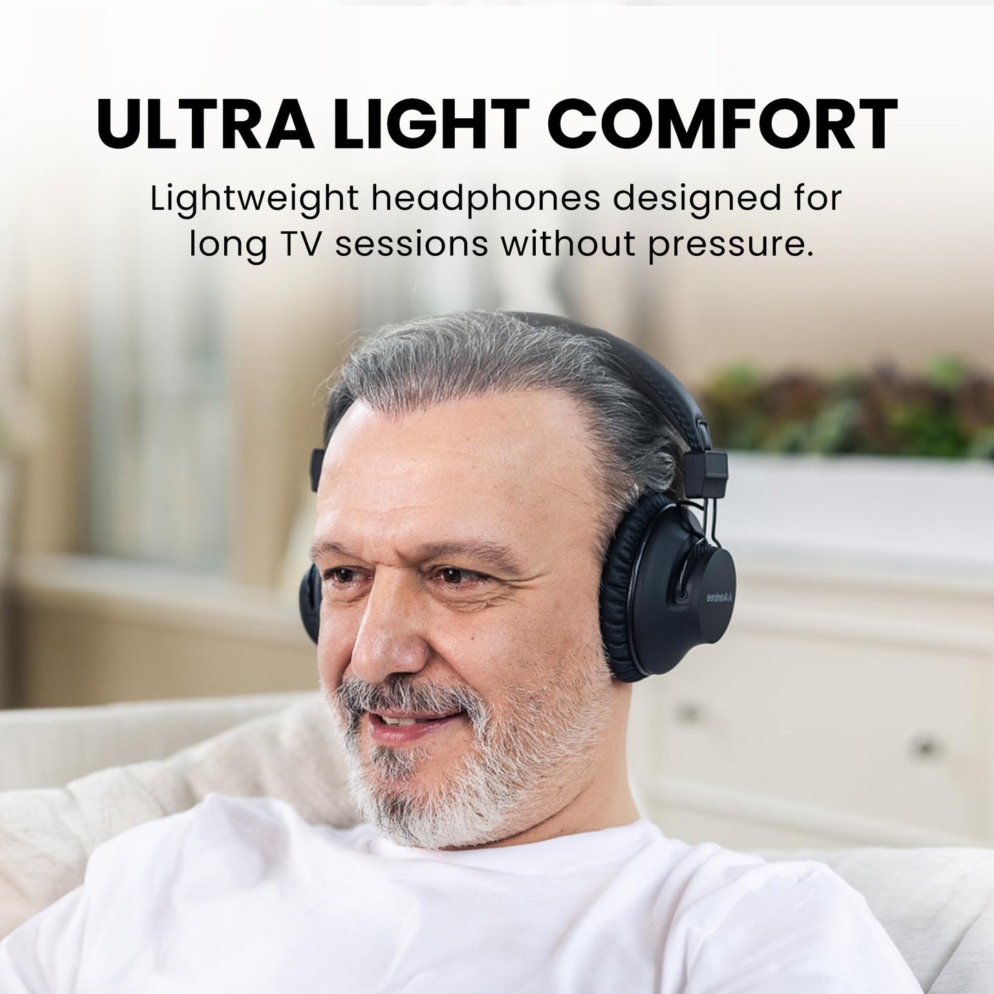 Avantree HT5009 Plus – Wireless TV Headphones for TVs with Optical (TOSLINK) or AUX Audio Output, Clear Voice and Volume Boost, Comfortable Over-Ear Fit, 60H Battery Life, Charging Dock Included