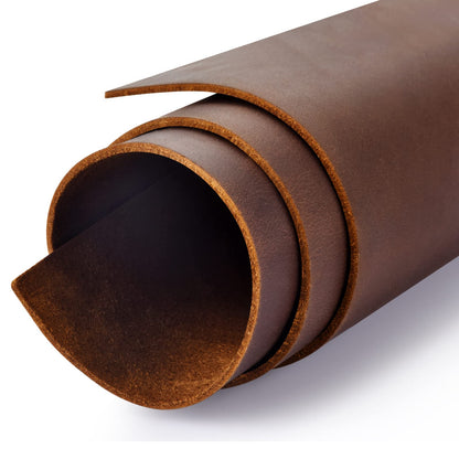 Genuine Leather Tooling Sheets 1.8-2.0MM Thick Genuine Top Full Grain Oil Tan Crazy Horse Cowhide Leather Sheets for Crafts Tooling Sewing Wallet Earring Hobby (Dark Brown, 8"x12")