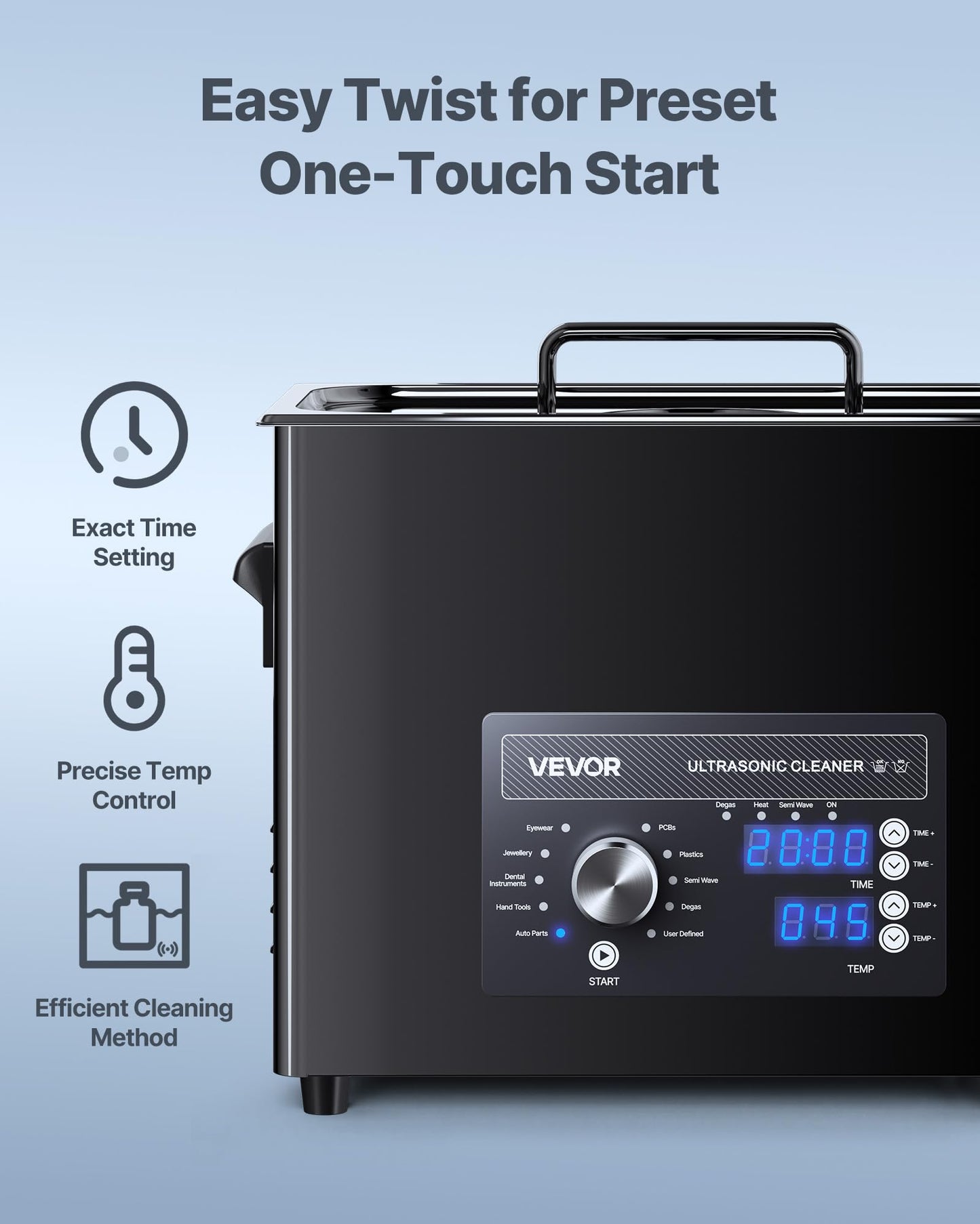 VEVOR 6L Ultrasonic Cleaner, Professional Ultrasonic Cleaner Machine with Knob Control, Stainless Steel Cleaning Machine with Basket and Cleaning Ball, for Watches, Razors, Jewelry, Coins and More