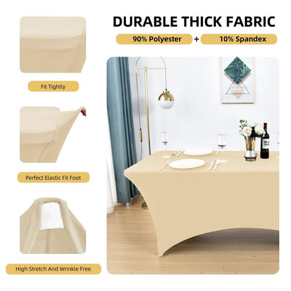 ZarzaaSik 2-Pack 6ft Spandex Table Covers for Rectangle Standard Folding Tables - Wrinkle Resistant Stretch Tablecloths - Ultimate Fitted Table Protector for Parties, Trade Shows, Banquet