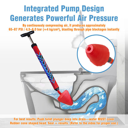 Rmticd Toilet Plunger, High-Pressure Plungers for Bathroom, Toilet Brush and Plunger Set - Powerful Air Drain Unclogger & Heavy-Duty Clog Remover for Bathroom Drains, and Clogged Pipes