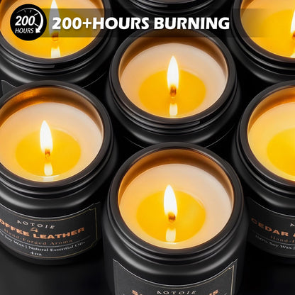 Mens Scented Candle Gift Set, 9 Pack Candles for Men, 36 oz Soy Candle, 200+ Hours Burn Time, Aromatherapy Gifts for Men, Boyfriend, Husband for Christmas, Valentines Day, Father’s Day, Birthday