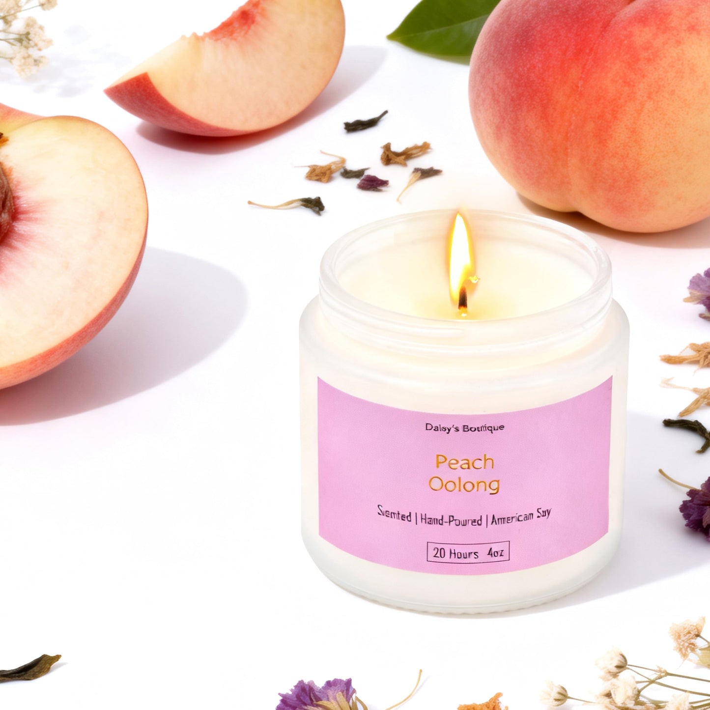 Scented Candles for Home Aromatherapy Candle Gift Present Set Soy Wax Long Lasting Gift Birthday Mother's Day Thanksgiving 3 Pack ((Peach Oolong + Rose + Magnolia) White Glass Jar)