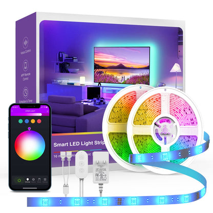 OHMAX Smart LED Strip Lights, 32.8ft RGB Lights Music Sync Color Changing Compatible with Alexa & Google Home, App Remote Control, Smart Home Lighting Decoration, WiFi 2.4Ghz