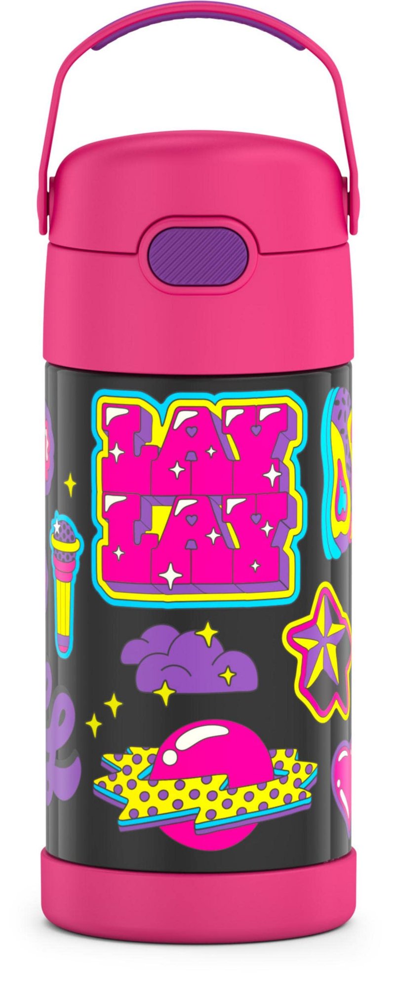 THERMOS FUNTAINER 12 Ounce Stainless Steel Vacuum Insulated Kids Straw Bottle, That Girl Lay Lay