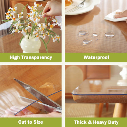 OstepDecor Clear Table Cover Protector 30 x 72 Inch, 1.5mm Thick Plastic Table Cover, Dining Table Protector Pad, Waterproof & Easy Cleaning PVC Desk Mat for Dresser, Coffee & Kitchen Wooden Tabletop