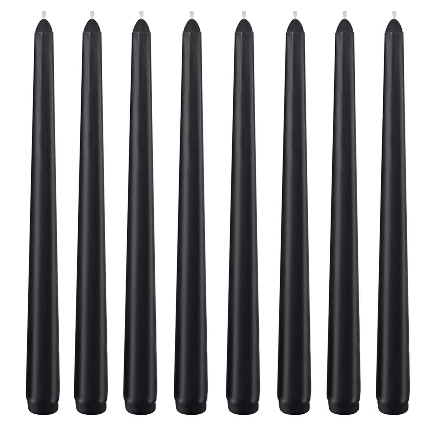8 Pack 10 Inch Black Taper Candle Set, 7/8 Inch Unscented Driples Candlesticks for Home Decoration, 6-7 Hours Burn