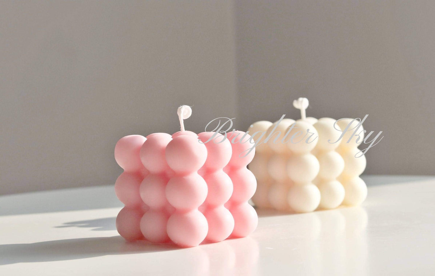 Brighter Sky Bubble Candle, Natural Premium Soy Wax, Beige, French Vanilla, Aesthetics, Gift for Her, Home Decoration