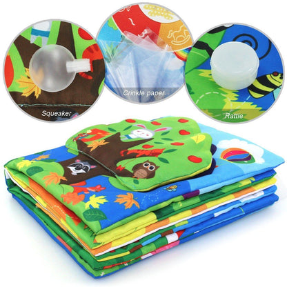Infant Soft Book, Baby Books 6 to 12 Months, Cute Montessori Educational Newborn Baby Toys 0-3 Months, Nontoxic Fabric Touch & Feel Crinkle Cloth Books for Babies, Infants, Toddlers Visual Stimulating