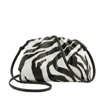 FUTTSPAI Zebra Print Clutch Purse Soft PU Leather Dumpling Cloud Bag Ruched Oversized Evening Crossbody Handbag for Women Everyday Party, Small