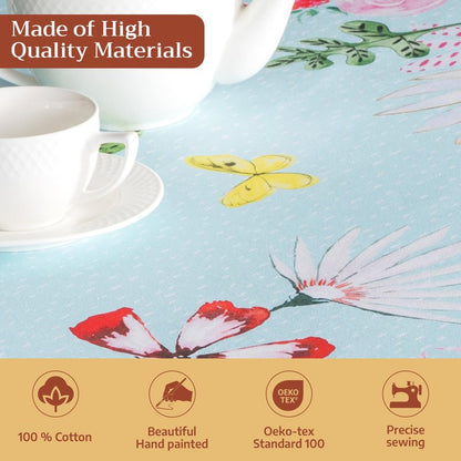 Maison d' Hermine Table Cloth Square Table 100% Cotton 54 x 54 Inches Tablecloth Reusable Decorative for Dining Kitchen Room Farmhouse Home Gifts for Mothers Day Spring Summer - Jardin D'Ete - Mint