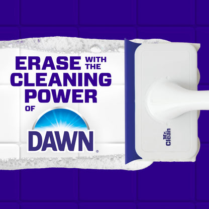 Mr. Clean Magic Eraser Shower & Tub Scrubber, Bathroom Cleaner, All in One Bathroom Cleaner, Lemon Starter Kit, 1 Scrubber & 2 Foaming Magic Erasers
