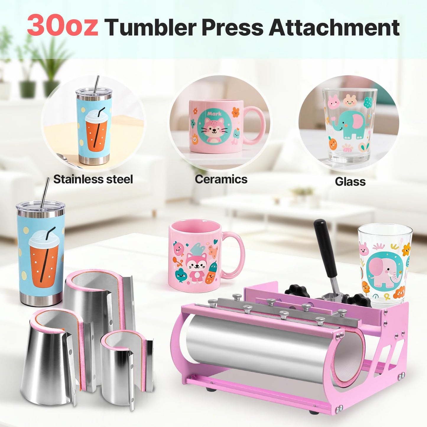 Slendor 8 in 1 Heat Press Machine 15x15 inch 360-Degree Swing Away Digital T Shirt Pressing Machine Multifunction Heat Transfer Sublimation Combo for T Shirts Mugs Hat Plate Cap,Pink