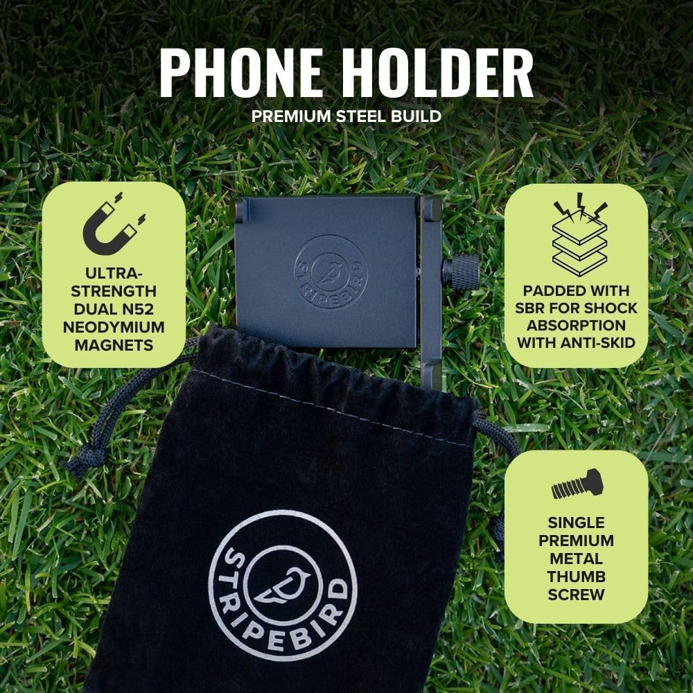 Stripebird - Original Golf Magnetic Phone Holder - Golf Cart Accessory - Slim Smartphone Mount - Store & Access Cell - Ultra Strong Magnet