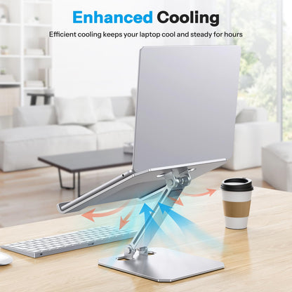 OMOTON Laptop Stand for Desk, Ergonomic Adjustable Computer Stand Aluminum Portable Desktop Laptop Riser Holder for MacBook Air Pro, Dell, HP and All Tablets Up to 15.6", Glossy Silver