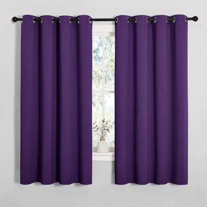NICETOWN Thermal Insulated Blackout Curtains - Triple Weave Solid Ring Top Drapes for Bedroom | Set of 2, 55 x 68 inches, Royal Purple