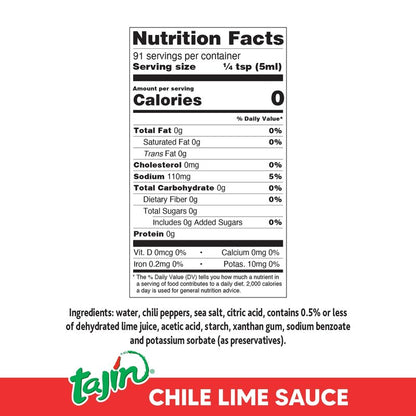 Tajin Chile Lime Sauce, Mild Mexican Chili Lime Sauce for Snacks, Vegetables, Wings, Tacos, Nachos, Fruit, and Drinks, Zesty Flavor Enhancer, 15.38 oz (Pack of 1)
