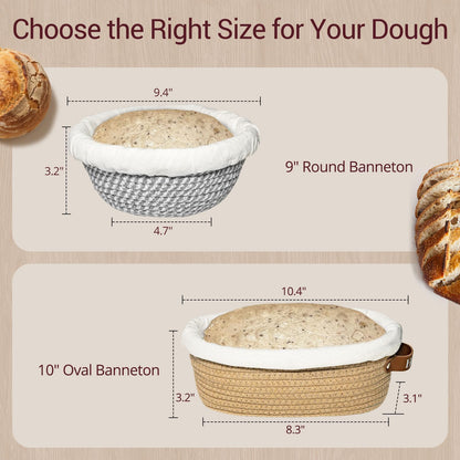 Banneton Bread Proofing Basket, Sourdough Proofing Basket, Oval & Round Proofing Baskets With Liners & Covers, Cotton Rope Sourdough Bread Baskets, Sourdough Bread Baking Supplies