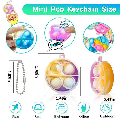 ONKULL Pop Fidget Keychain 30 Pack ,Mini Fidget Toys Bulk ,Sensory Toys for Kids ,Party Favors for Kids 4-8,8-12 Year ,Back to School Gifts for Classroom ,Back to School for Students Goodie Bags