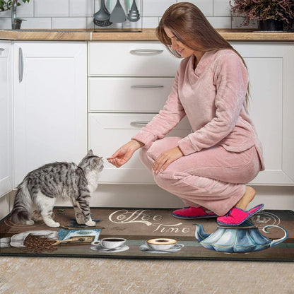 Ghroiep 2 Piece Coffee Kitchen Decor Rugs Set, Farmhouse Country Kitchen Rugs and Mats Non Skid Washable Absorbent Microfiber Kitchen Accessories Decoration Floor Mats 17"x47"+17"x30"