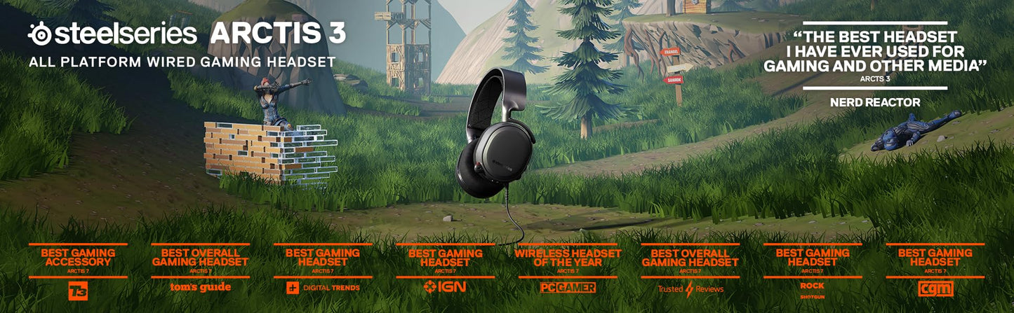 SteelSeries Arctis 3 - All-Platform Gaming Headset - for PC, PlayStation 5, Xbox One, Nintendo Switch - Black