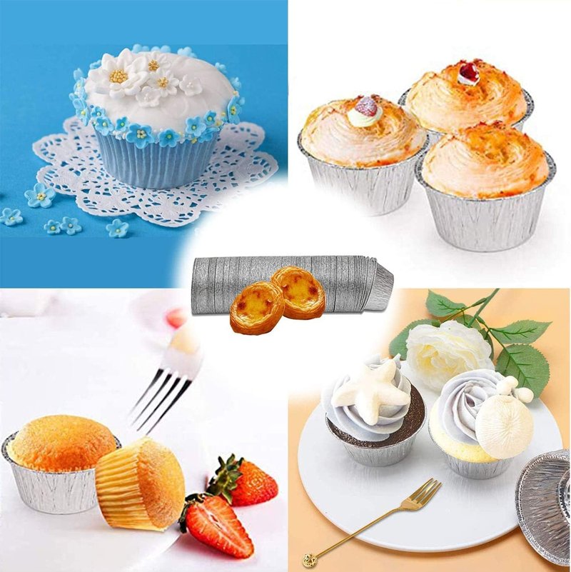 300 Pack Aluminum Foil Ramekin, Disposable Ramekins 4 Oz Aluminum Cupcake Size Perfect Baking Cups Aluminum Ramekins for Souffle & Creme Brulee Baking, Appetizer