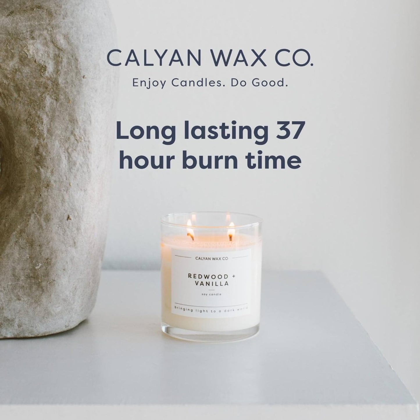 Calyan Wax Co. Rose & Peony 2 Wick Scented Candle - 37 Hour Burn - Luxury Clean Soy Wax Candles - Long Lasting Large Glass Jar Candle for Home - 8.8oz