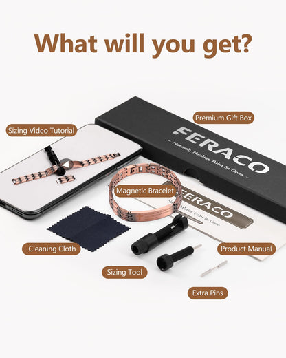 Feraco Copper Bracelet for Men,Magnetic Therapy Cooper Cross Bracelets with Magnets, Men's Christian Jewelry for Anniversary Father's Day