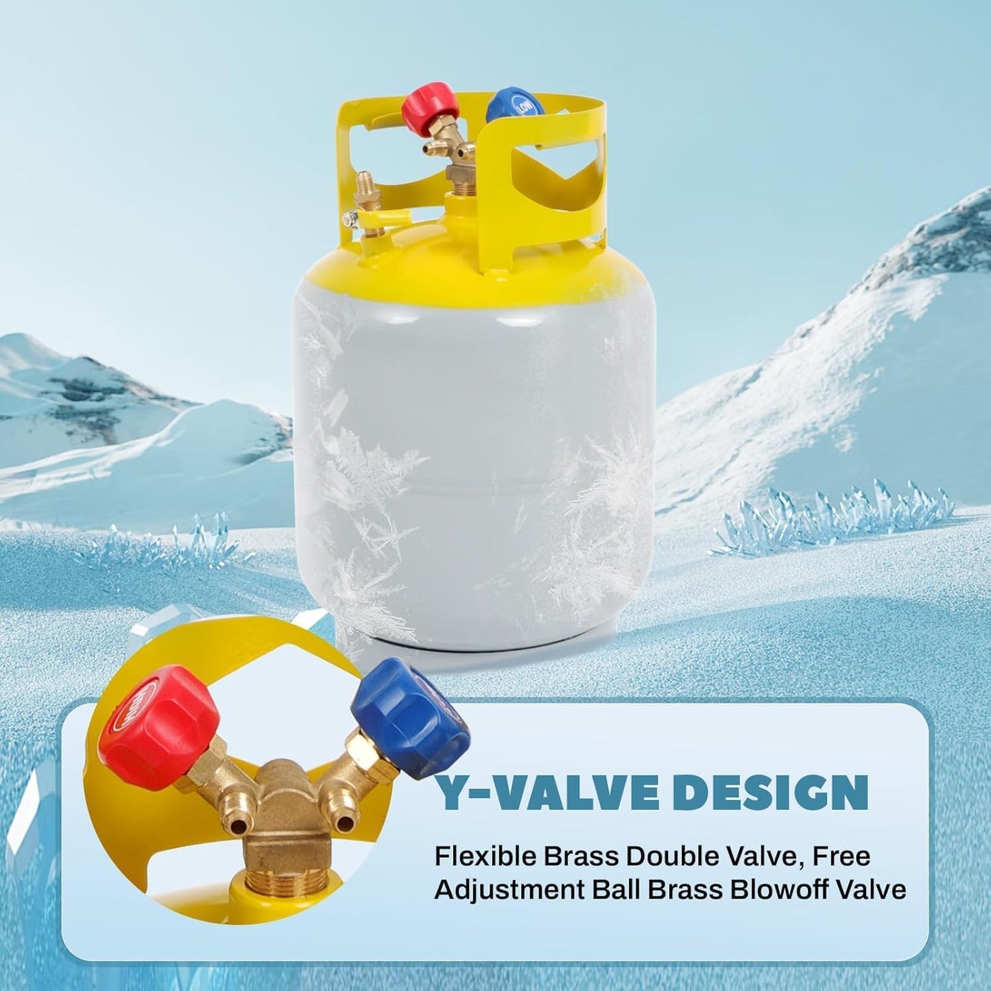 FAHKNS Recovery Tank Refrigerant Recovery Cylinder Tank 50 LB with 1/4 SAE Y-Valve Liquid/Vapor Reclaim Tank AC Freon Refrigerant Recovery Tank Reusable Cylinder Tank Without Float Switch