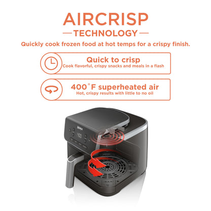 Ninja | Air Fryer | 4 QT Capacity | 4-in1 Roast, Crisp, Roast, Reheats, & Dehydrates | Dishwasher Safe Parts | Includes 20 Easy & Healthy Recipes | Compact | Grey | AF101