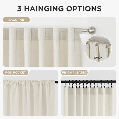 Joydeco Linen Curtains 96 inch Length 2 Panel Set, Light Filtering Curtain for Living Room Bedroom, 52 inch Wide Drapes with Rod Pocket Back Tab (96" Lx52 W, Ivory on Linen)