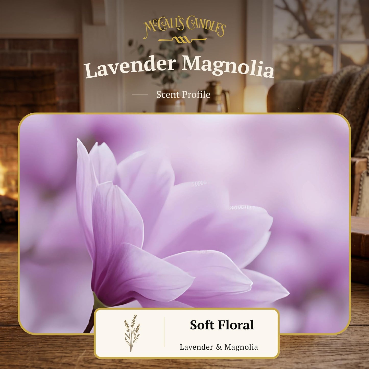 McCall’s Candles | Lavender Magnolia | 26 oz Scented Candle | USA-Poured | Vintage Rustic Jar with Carrying Handle | Calming Floral & Herbal Fragrance