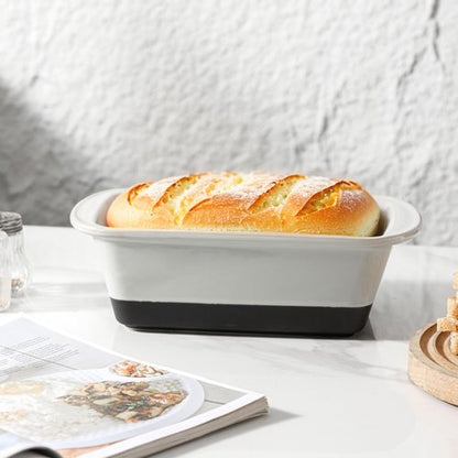 HVH Ceramic Loaf Pan for Baking Bread, 9 x 5 inch Baking Bread Loaf Pan, Rectangular Bread Pan, Bread Baking Pan for Cooking, Farmhouse Style (Blue)
