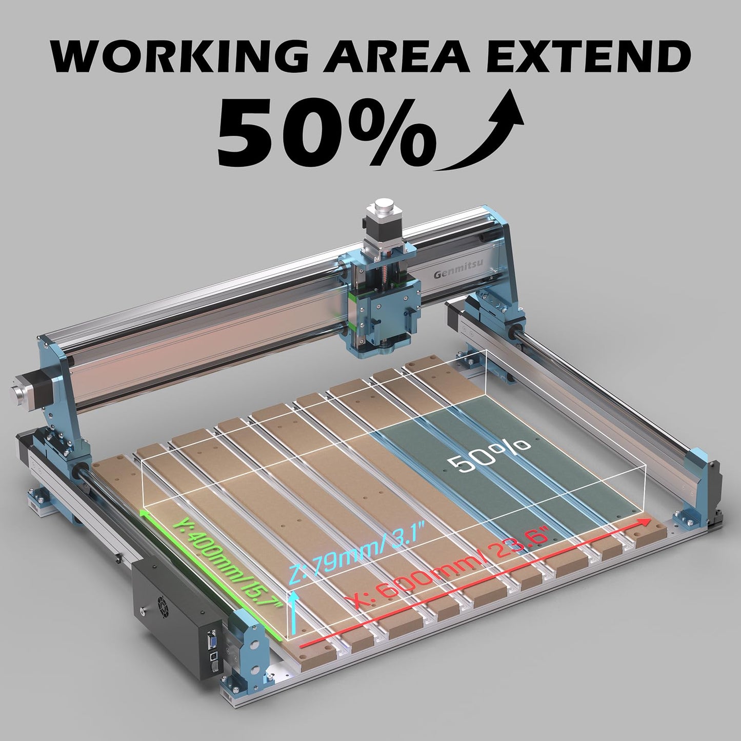 Genmitsu XZ-axis Extension Kit for 4040-PRO/4040-PRO MAX CNC Router Machine, with Linear Rails Driven, for Large Wood Engraving Carving Projects, Extend X-axis to 600mm, Upgrade 4040 to 6040/6060