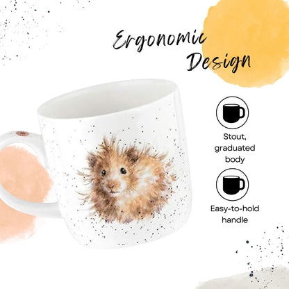 Royal Worcester Wrendale Designs Diet Starts Tomorrow Mug | 14 Ounce Large Coffee Mug with Hamster Design | Made from Fine Bone China | Microwave and Dishwasher Safe