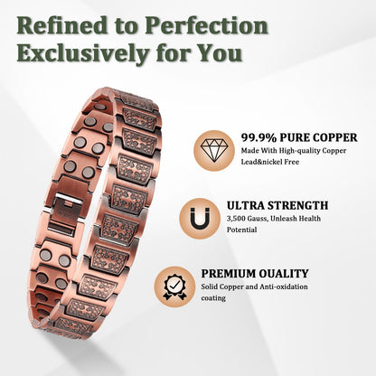 Fashtour Copper Cross Bracelet for Men, Ultra Strength Copper Bracelet & Ring Set Include Adjustable Link, Jewelry Gift