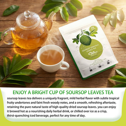 Samcci - Soursop Leaves Tea Bags, 40Teabags, 1.5g/bag, 100% Pure Graviola Leaves Tea - Hojas De Guanabana Tea - Natural Herbal - Caffeine-free