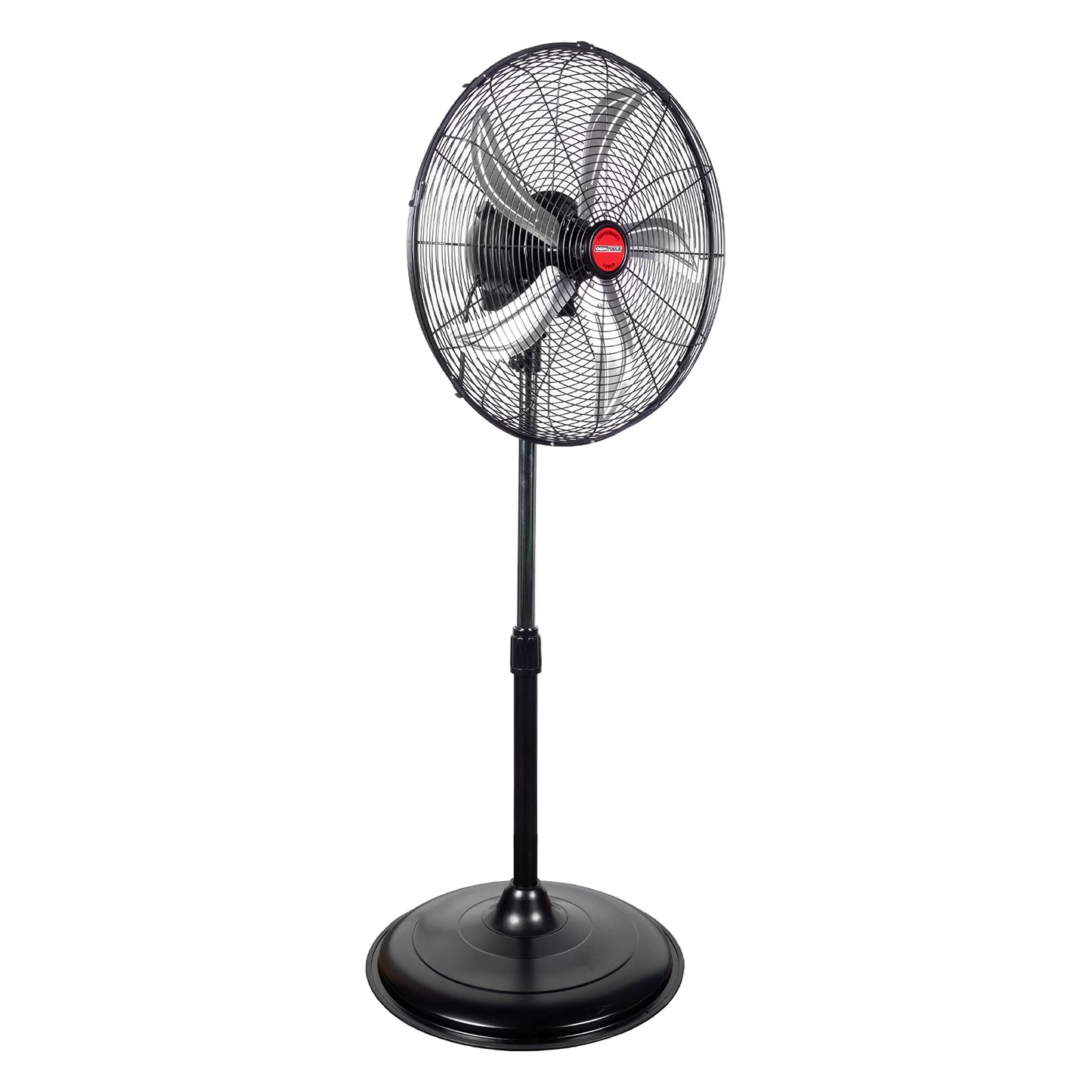 OEMTOOLS OEM24871 20" Oscillating Pedestal Fan, Adjustable Height for Garage, Shop, Gym, Warehouse 4500 CFM Airflow, 3-Speed Enclosed Motor, 5 Aluminum Blades, Dust-Resistant Industrial Purpose