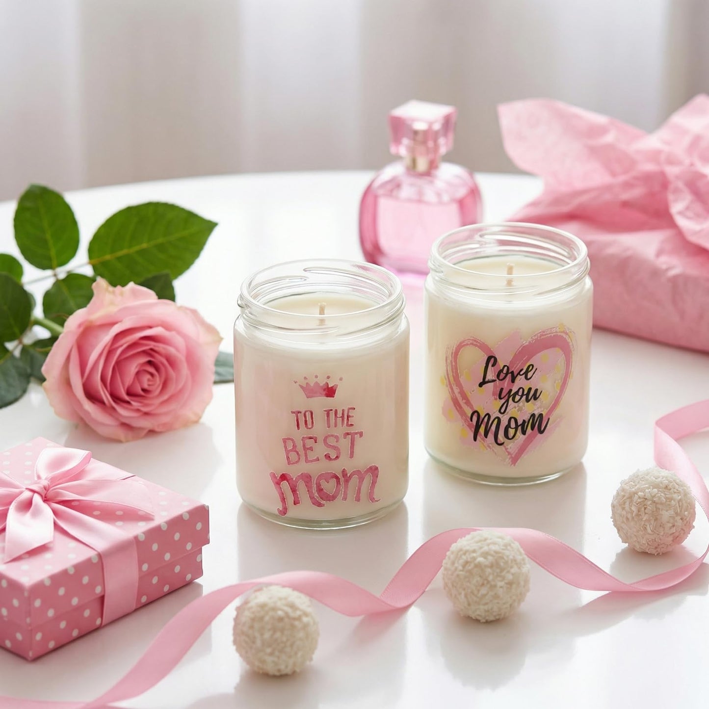 Vanilla Scented Candles for Mothers Day, Best Mom Ever Decor- Unique Mothers Day Decorations for Table, Christmas, Birthday Gifts for Mom from Daughter, Son, 7oz Soy Wax 25H Burn Time