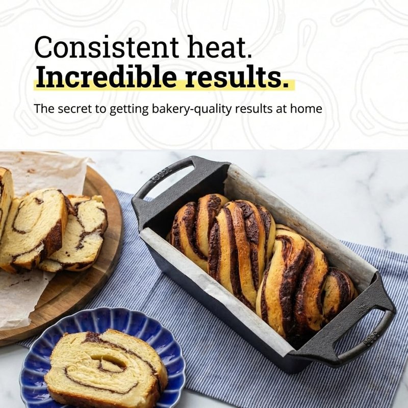 Lodge Seasoned Cast Iron Loaf Pan 8.5 Inches - Pre-Seasoned Rectangular Cast Iron Bakeware- Even Browning Bread Pan with Easy-Release Finish - PFAS-Free Non-Toxic Cookware