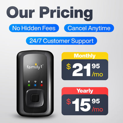 Family1st GPS Tracker Device for Vehicles, Cars, Loved Ones, Up to 30 Day Battery with Waterproof Case Magnetic, Real-Time Tracking with App. Subscription Needed.