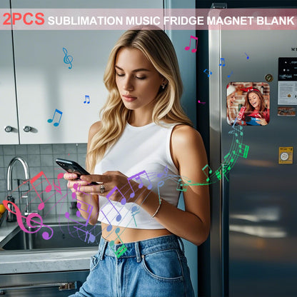 2PCS Sublimation Music Fridge Magnet Blank-Personalized Music Fridge Magnets, Print Any Photo You Like, Home Decor Gifts Can Play Music for Couples and Music Lovers