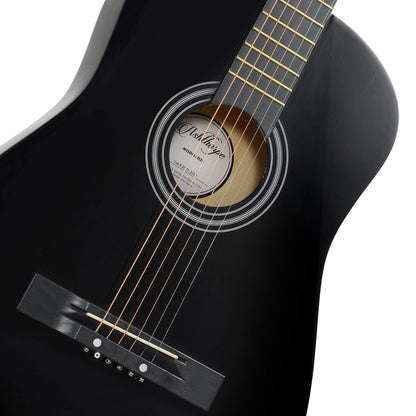 Ashthorpe 38-inch Beginner Acoustic Guitar Package (Black), Basic Starter Kit w/Gig Bag, Strings, Strap, Tuner, Pitch Pipe, Picks
