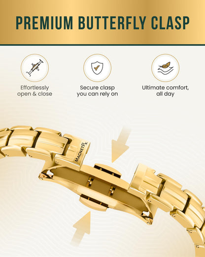 MagnetRX® Magnetic Bracelets for Women - EllipseMAX 5X Strength 5,000 Gauss Magnets - Designed in USA & PATENT PENDING - Premium Titanium Womens Magnetic Bracelet & Adjustable Length (Gold)