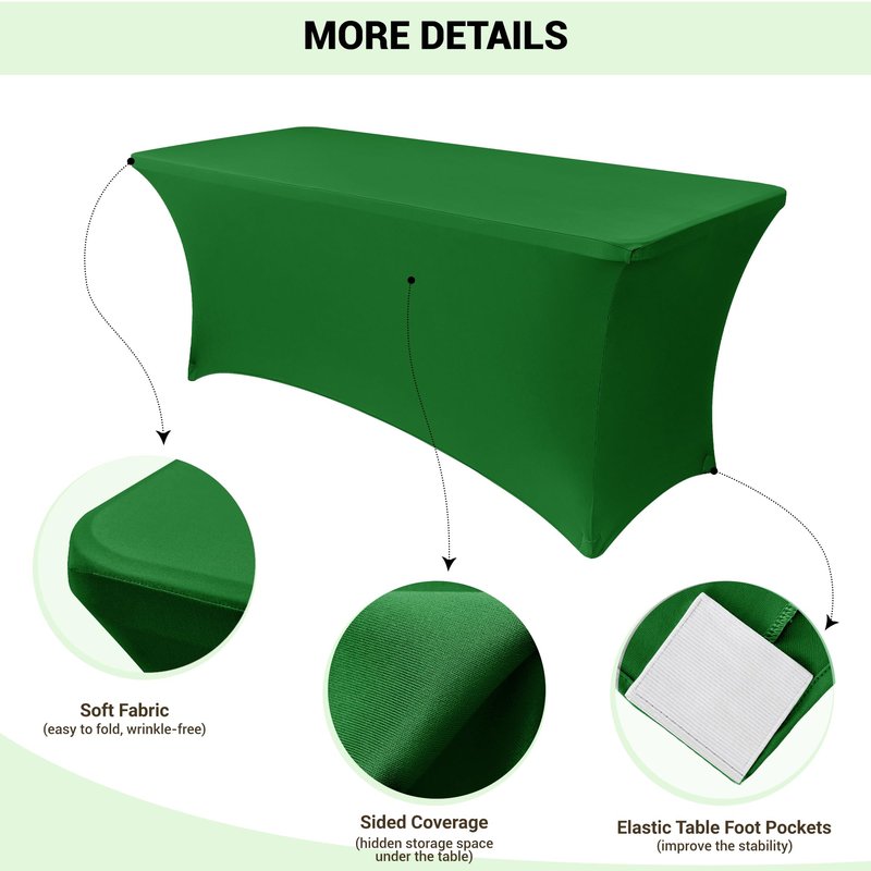 Obstal 5ft Stretch Spandex Table Cover for Standard Folding Tables - Universal Rectangular Fitted Tablecloth Protector for Wedding, Banquet and Party