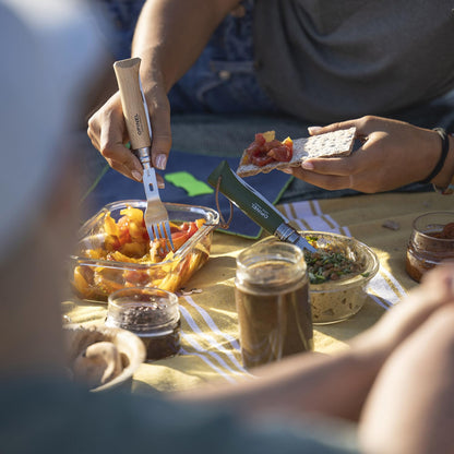 Opinel Picnic+ Cutlery Insert Set for No. 8 Folding Pocket Knives, Fork and Spoon Insert, Micro Fiber Napkin, Made in France